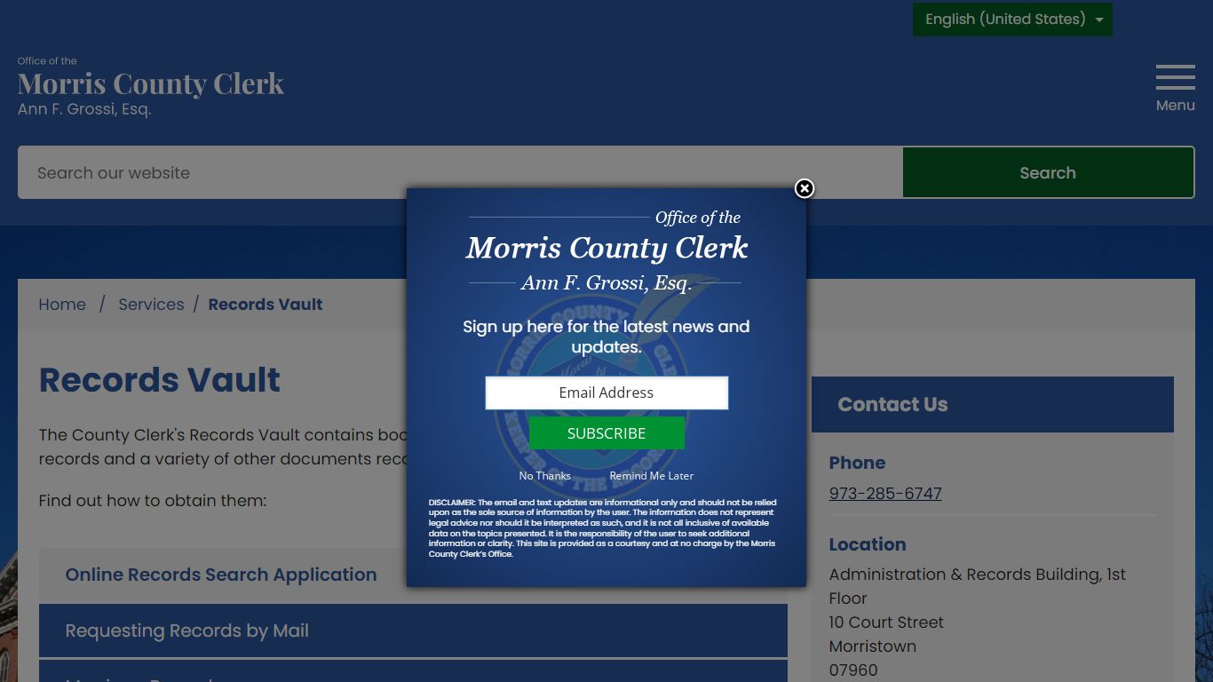 Records Vault | Morris County Clerk