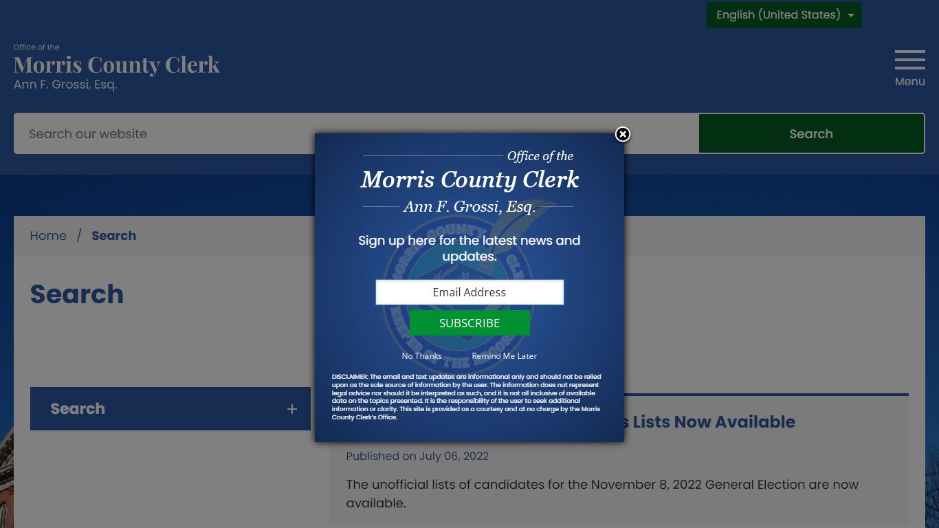 Search | Morris County Clerk
